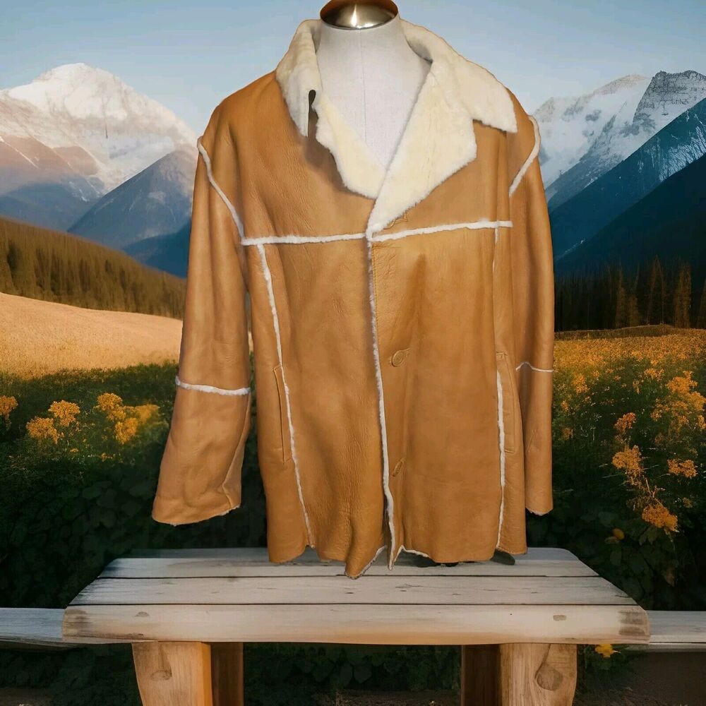 100% Genuine Shearling Leather Coat Jacket Grande Pieles